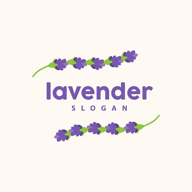 Lavanda Logo Simple Elegante Flor Púrpura Planta Vector Tarjeta De Felicitación Diseño Banner Flor Adorno Lavanda Dibujado A Mano Boda Icono Símbolo Ilustración