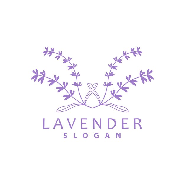 Vector lavanda logo simple elegante flor púrpura planta vector tarjeta de felicitación diseño banner flor adorno lavanda dibujado a mano boda icono símbolo ilustración