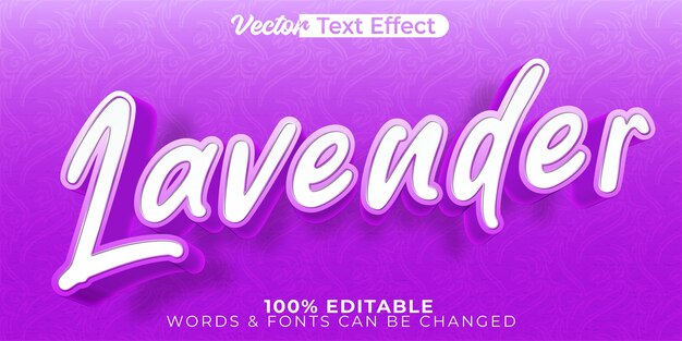 lavanda Vector Efecto de texto Editable Alfabeto Floral Primavera Botánica