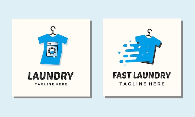 Lavandería y tintorería fast t shirt hanger logo design icon vector