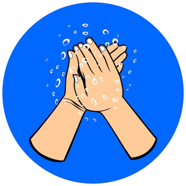 lavar ambas manos con agua jabonosa ilustración vectorial