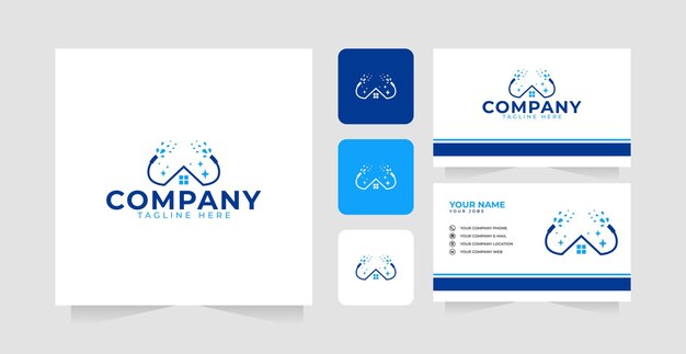 Lavar o limpiar la inspiración del diseño del logotipo del hogar y la tarjeta de visita