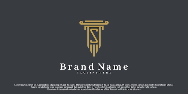 Law and last s logo design con concepto creativo Vector Premium