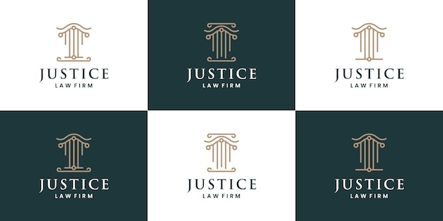 Law yer logo design set colecciones justicia para abogado