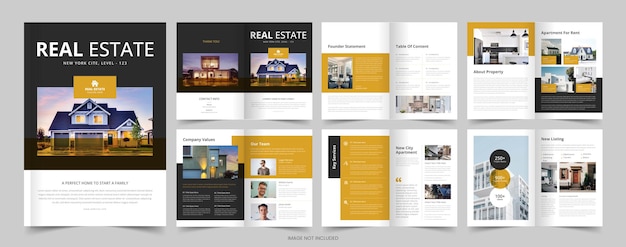 Vector layout de bienes raíces folleto de bienes raíles de lujo impresión lista