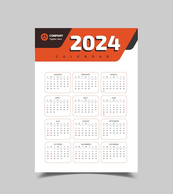 Layout de calendario de escritorio para la oficina o el negocio I Calendario de 2024