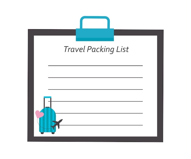 Layout of the form with an empty space for writing checklist with an empty space for entries a list