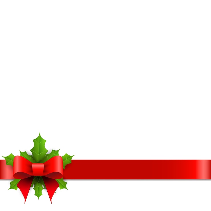Vector lazo rojo de navidad con acebo.