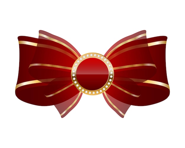 Lazo de seda roja con VIP en marco de diamante redondo Ilustración vectorial