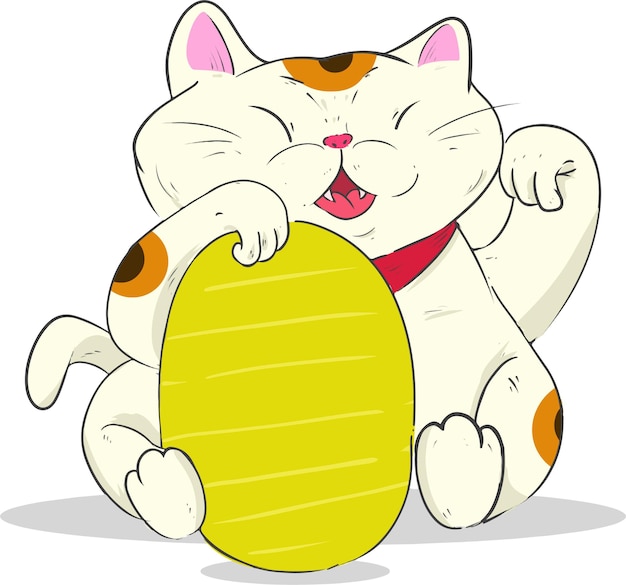 Lazy maneki neko linda ilustración