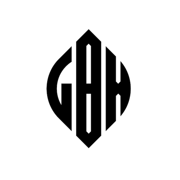 LBX diseño de logotipo de letras circulares con forma de círculo y elipse LBX letras elípticas con estilo tipográfico Las tres iniciales forman un logotipo de círculo LBX círculo emblema monograma abstracto letra marca vector
