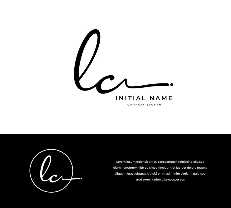 LC LC Letra inicial manuscrita y logotipo de la firma