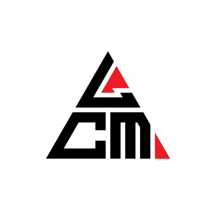 Vector lcm triángulo diseño de la letra del logotipo con forma de triángulo lcm diseño del logotipo del triángulo monograma lcm logotipo del vector triángulo con color rojo logotipo triangular lcm sencillo elegante y lujoso