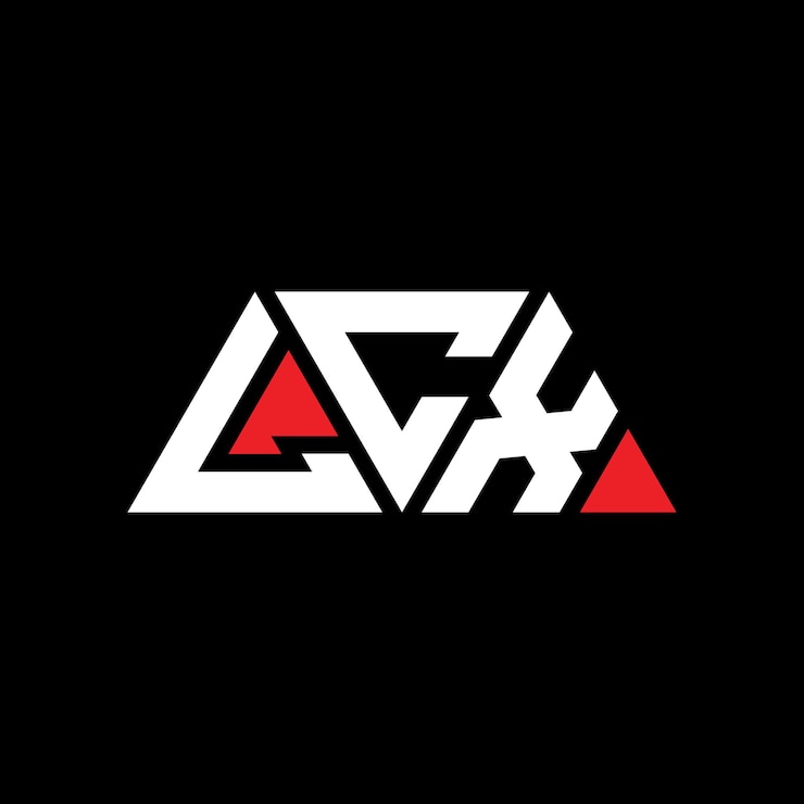 Vector lcx diseño de logotipo de letra triangular con forma de triángulo lcx diseño del logotipo triangular monograma lcx triángulo vectorial plantilla del logotipo con color rojo lcx logo triangular sencillo elegante y lujoso lcx