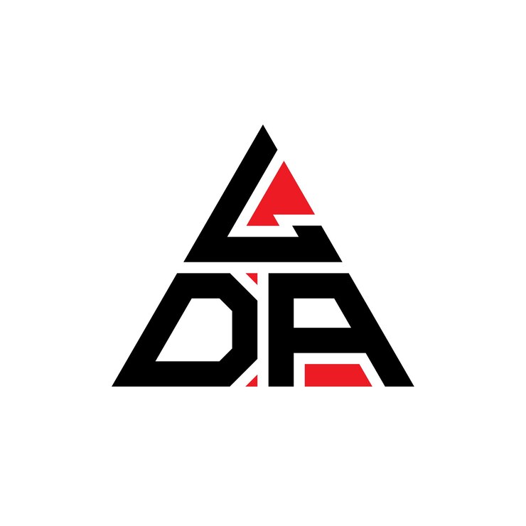 Vector lda triángulo letra diseño de logotipo con forma de triángulo lda logotipo triángulo diseño monograma lda triangle vector logotipo plantilla con color rojo logotipo triangular lda sencillo elegante y lujoso logotipo