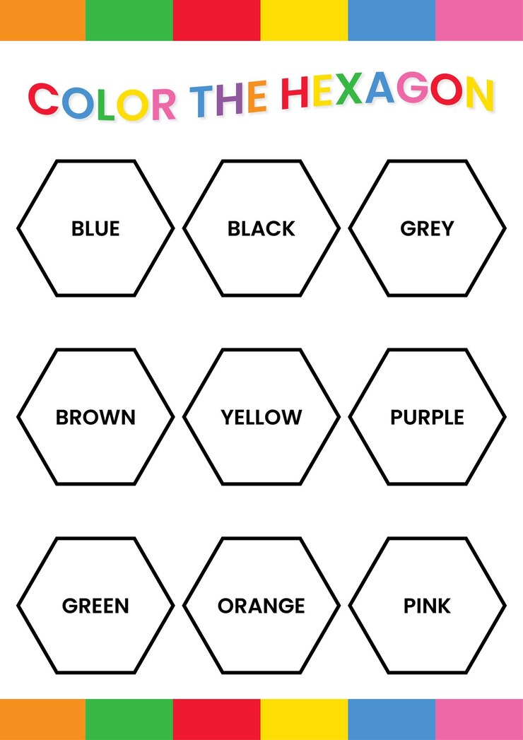 Vector lea los nombres de los colores y coloree la hoja de trabajo de formas para niños