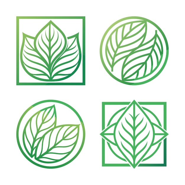 Leaf Shapes Master Set Colección de íconos circulares y cuadrados para diseños modernos