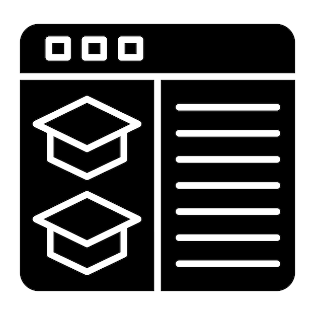 Lección en línea Glyph Ilustración negra sólida