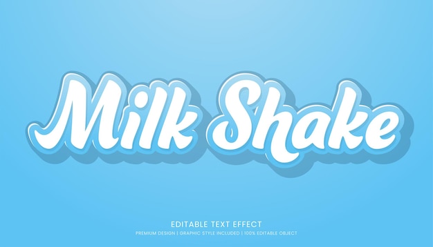 leche batida editable plantilla de efecto de texto 3D tipografía en negrita y estilo abstracto logotipo de bebidas
