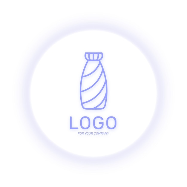 Leche de botella de logotipo lácteo para diseño web o empresa Imagen vectorial aislada de contorno sobre fondo blanco