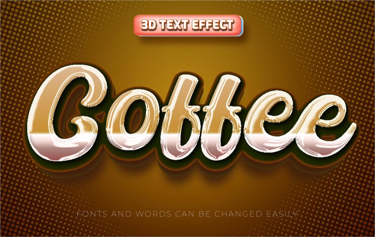 Vector leche de café estilo de efecto de texto editable en 3d
