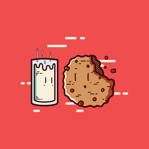 Vector leche con dibujos animados de galletas