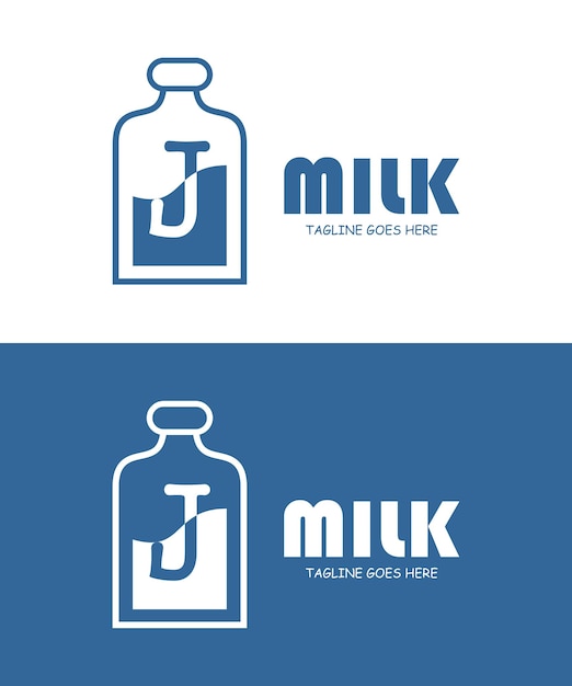 Vector leche con diseño de logotipo de letra j