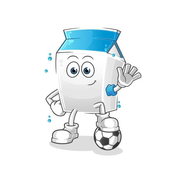 Leche jugando fútbol ilustración. vector de caracteres