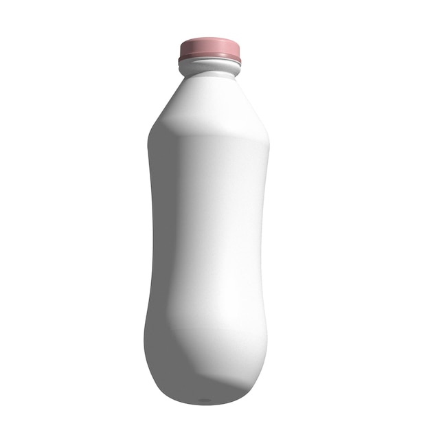 Leche y jugo de yogur con tapa rosa editable en 3D