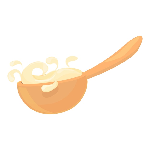 Leche madera cuchara icono dibujos animados vector crema producto leche de granja