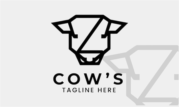 Leche de vaca, animales de granja, carne de res minimalista, logotipo moderno, icono, símbolo, idea de plantilla de diseño vectorial