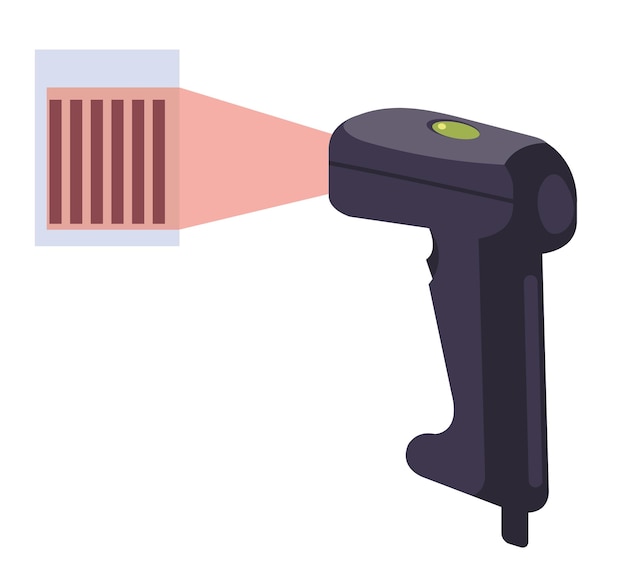 Vector lector de código de barras concepto aislado ilustración de diseño gráfico de dibujos animados planos