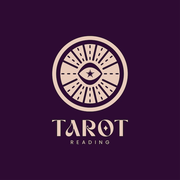 Vector lectura de cartas de tarot de astronomía el logotipo del emblema 06