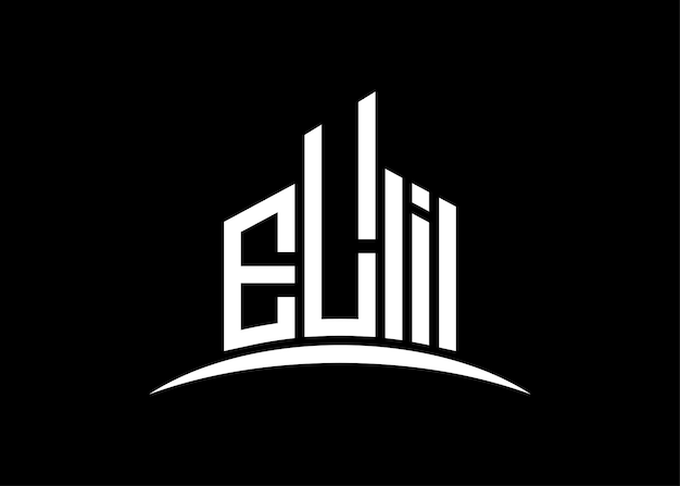 Lectura ELI Modelo de diseño del logotipo del monograma vectorial del edificio Forma del edificio Logotipo ELI