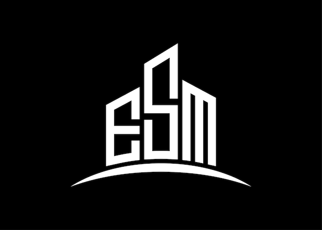 Lectura ESM Modelo de diseño del logotipo del monograma vectorial del edificio Forma del edificio Logotipo ESM