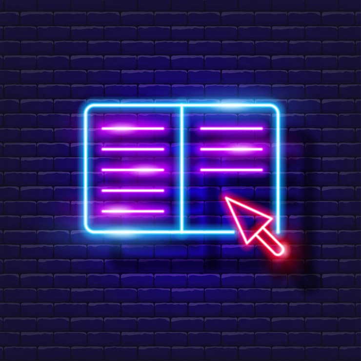 Vector lectura en línea ereading icono de educación en línea ilustración vectorial brillante de neón
