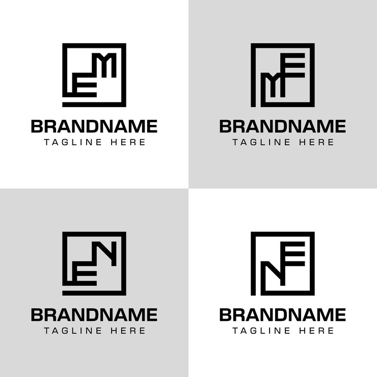 Vector lecturas em me en ne monograma logotipo conjunto para negocios con las iniciales emme en ne