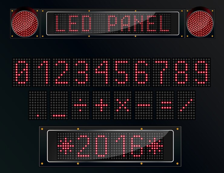 Vector led panel digital figura sobre fondo negro