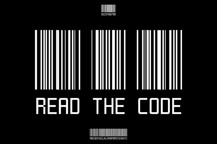 Vector leer el código código de barras vectorial creativo diseño de fuentes alfabéticas