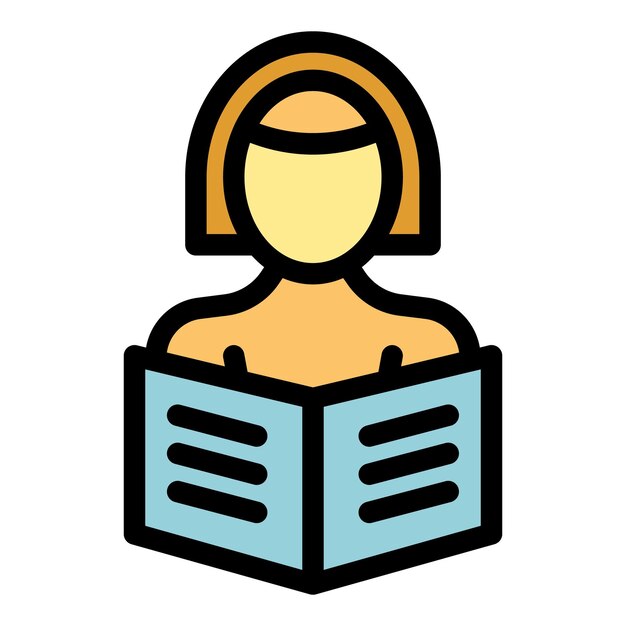 Leer icono de libro infantil vector de contorno Servicio de educación para bebés mujer color plano