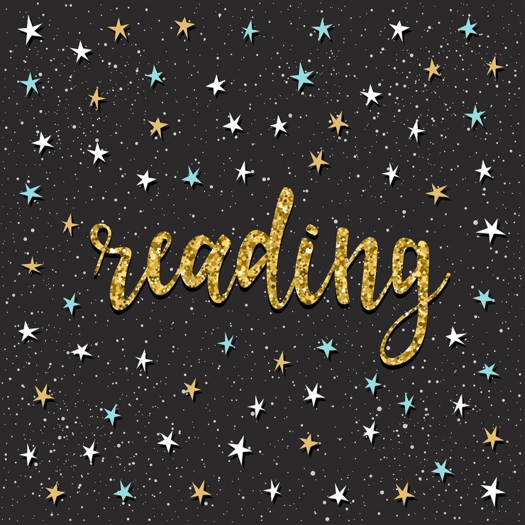 Vector leer. letras escritas a mano y estrella dibujada a mano para diseño de camisetas, tarjetas, invitaciones a fiestas, carteles de biblioteca, folletos escolares, álbumes de recortes, álbumes románticos, etc. textura dorada.