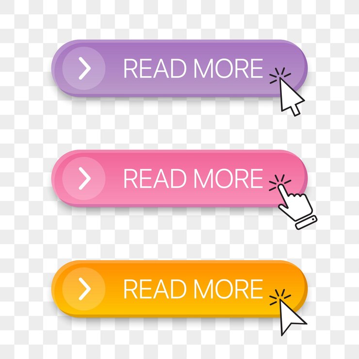 Vector leer más colección de iconos de botones con diferentes cursor de mano haciendo clic