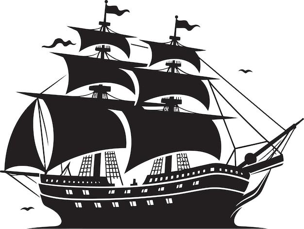 Vector legacy seafarer icono de la nave negra artefacto náutico diseño vectorial de la nave