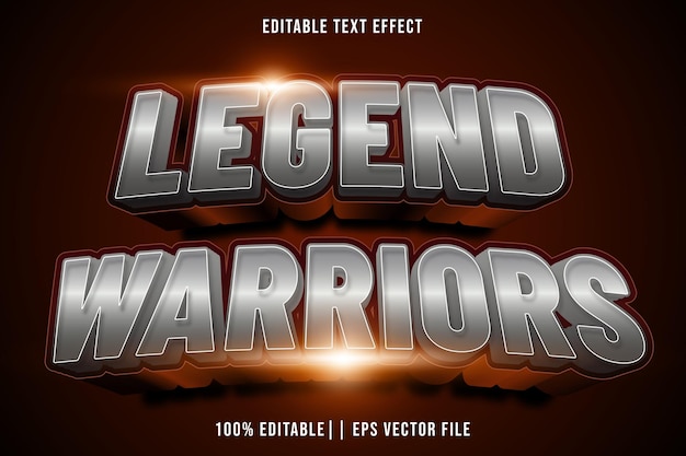 Vector legend warriors efecto de texto editable en 3d estilo moderno