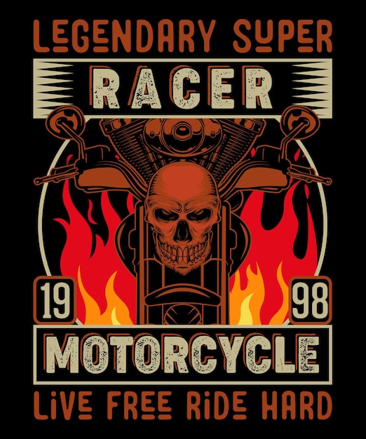 Legendary super racer motorcycle 1998 live free ride hard Diseño de camiseta de motocicleta