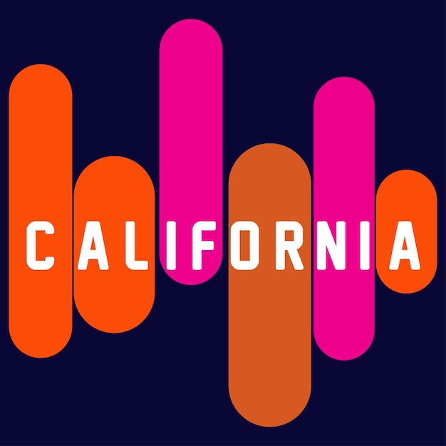 El lema de la ciudad de California, la tipografía, el gráfico para imprimir la camiseta, la ilustración vectorial, el diseño auténtico.