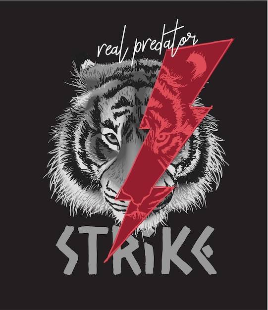 Vector lema de huelga con ilustración de tigre