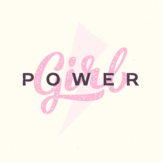 Lema de letras de mano de Girl Power. Logotipo de ilustración de cita de feminismo.
