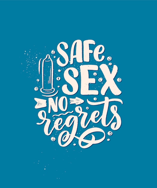 Lema de sexo seguro, ideal para cualquier propósito. letras para el diseño del día mundial del sida.