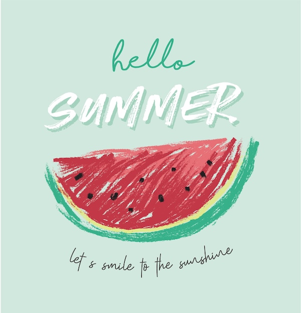 Lema de verano con la ilustración de estilo de lápiz de color